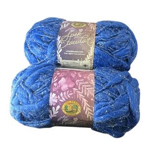 Lion Brand Spek -tacular Yarn Electric Blue lot of 2